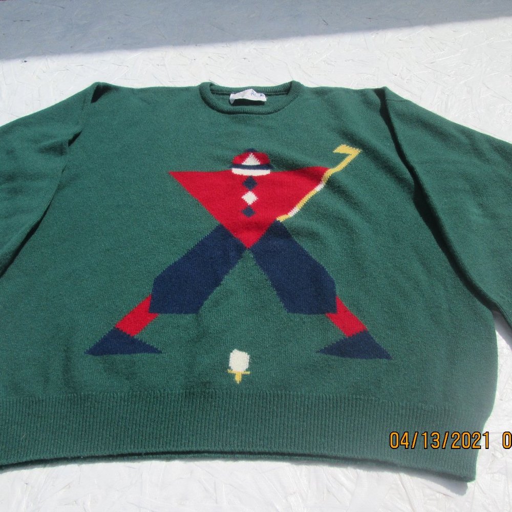 Vtg PRINGLE of Scotland Men's XL Golf Sweater Nick Faldo Collection Green Wool